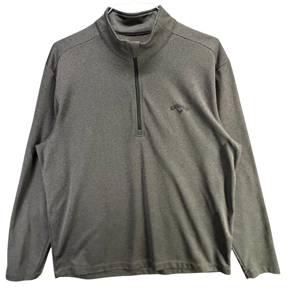 Callaway Active Sweatshirt Mens XL Gray 1/4 Zip Mock Neck Logo Golf Athletic